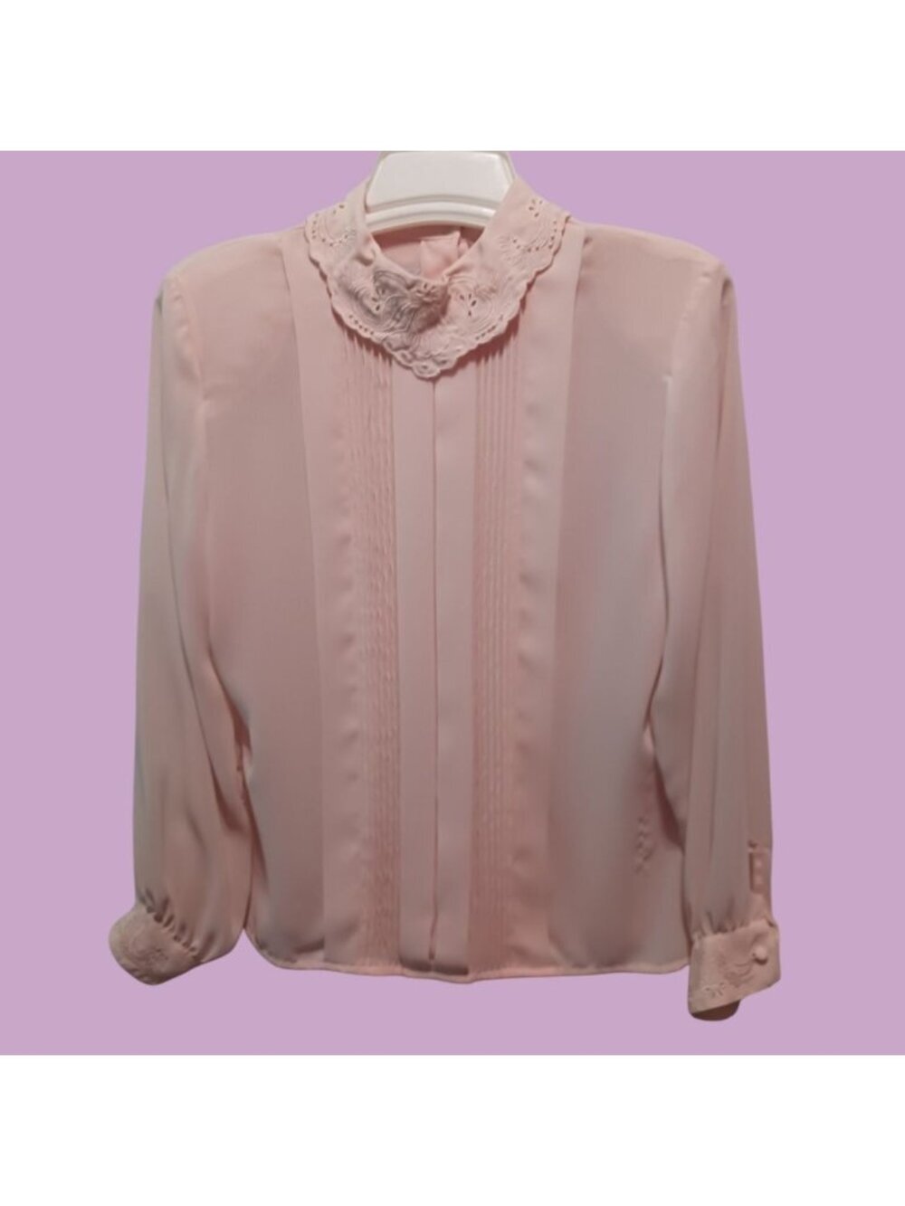 Laura&Jayne WomenBack Button Blouse Embroidered & Pleated Blush Pink Petite 10